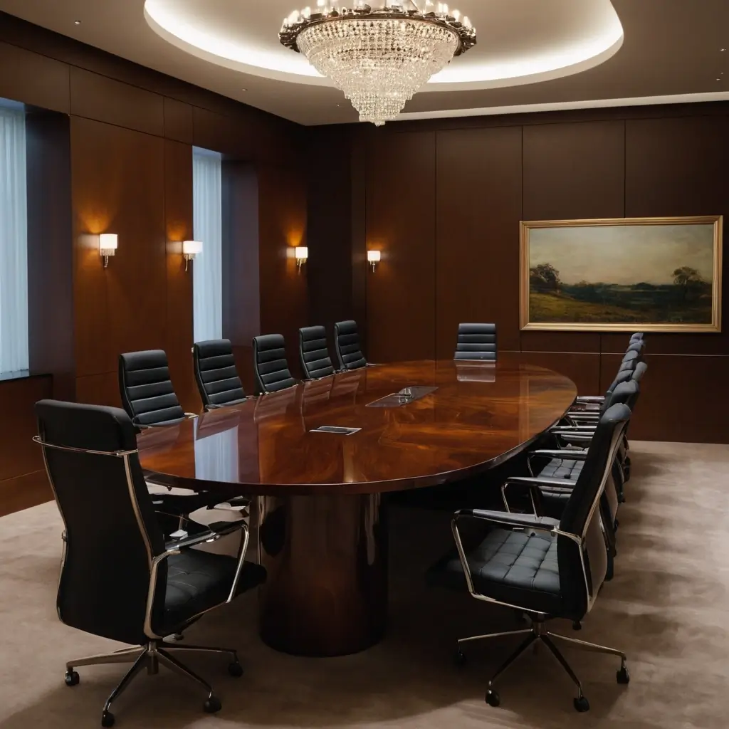 Minimalist conference table with polished finish